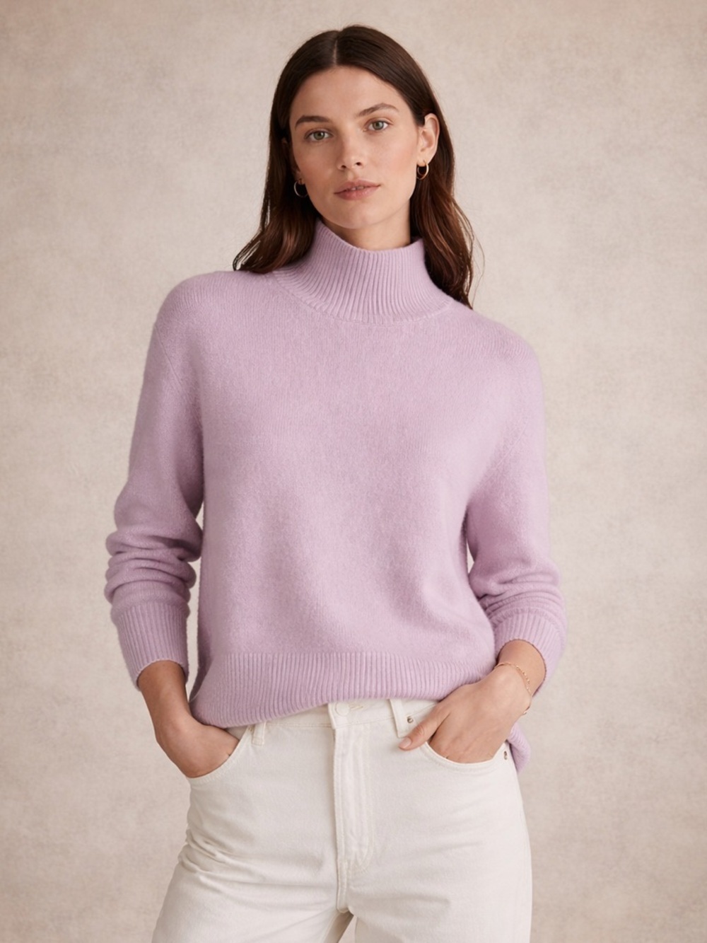 Vince Wool Cashmere Mock Neck Sweater Pink Relaxed Knit XS